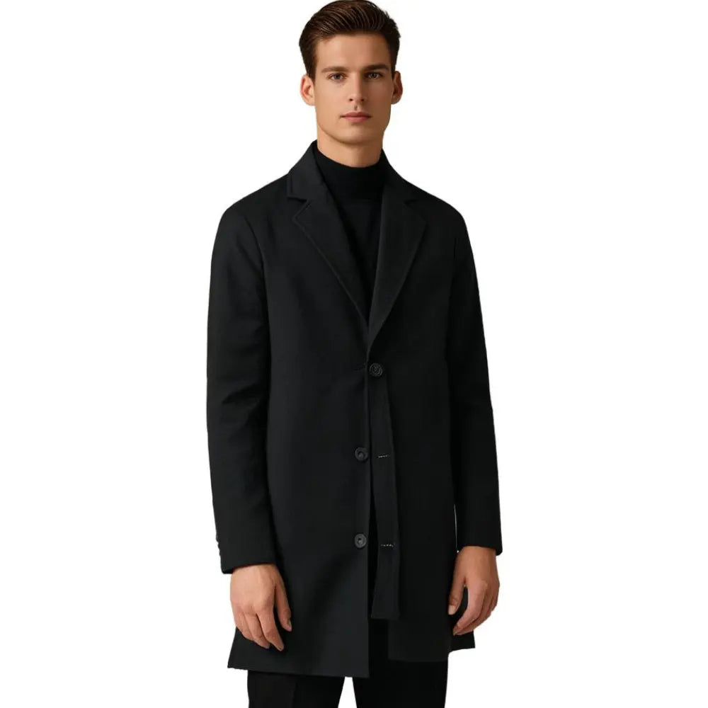 Men's Wool Overcoat - Camel Long Tailored Single-Breasted Winter Coat