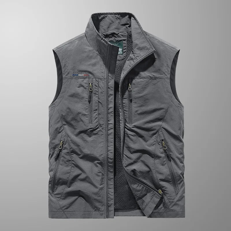 Men's Utility Cargo Vest, Multi-Pocket Sleeveless Outdoor Fishing Vest – Breathable Lightweight