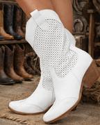 Bottines à talons pour femmes - Bottes de cowgirl ventilées pour les fêtes