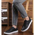 Men's Classic Leather Lace-Up Sneakers – Minimalist Low-Top Everyday Trainers