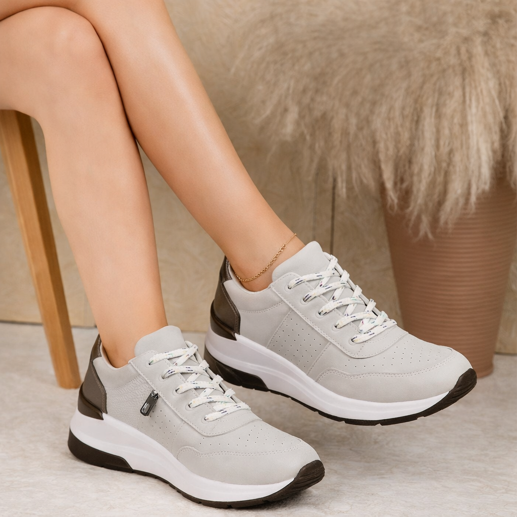 Women Orthopedic Lace-Up Sneakers - Supportive Comfort for Everyday Wear
