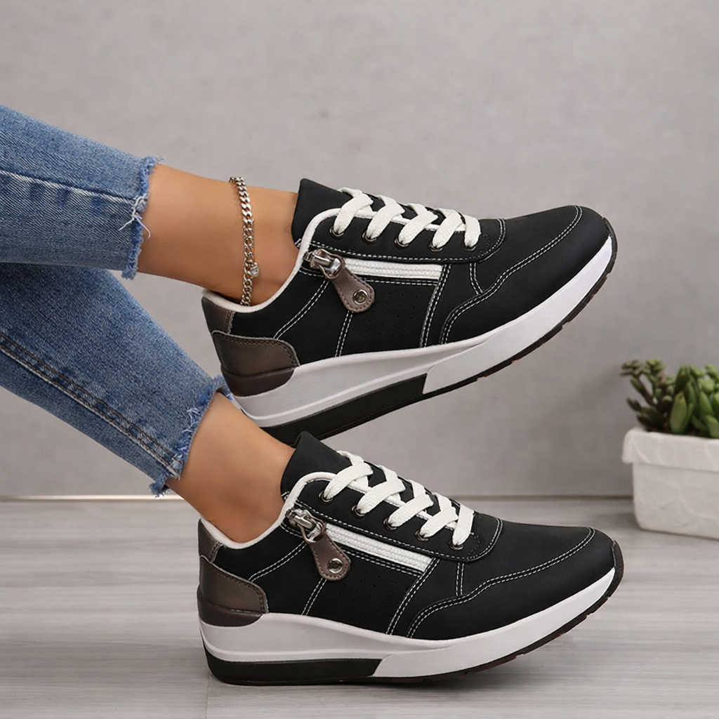 Women Orthopedic Lace-Up Sneakers - Supportive Comfort for Everyday Wear