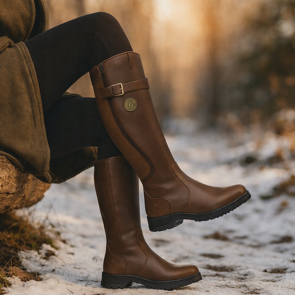 Women’s Waterproof Leather Winter Riding Boots