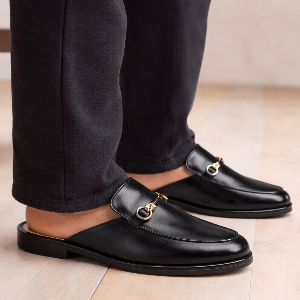 Men’s Leather Mule Shoes – Backless Slip-On Style