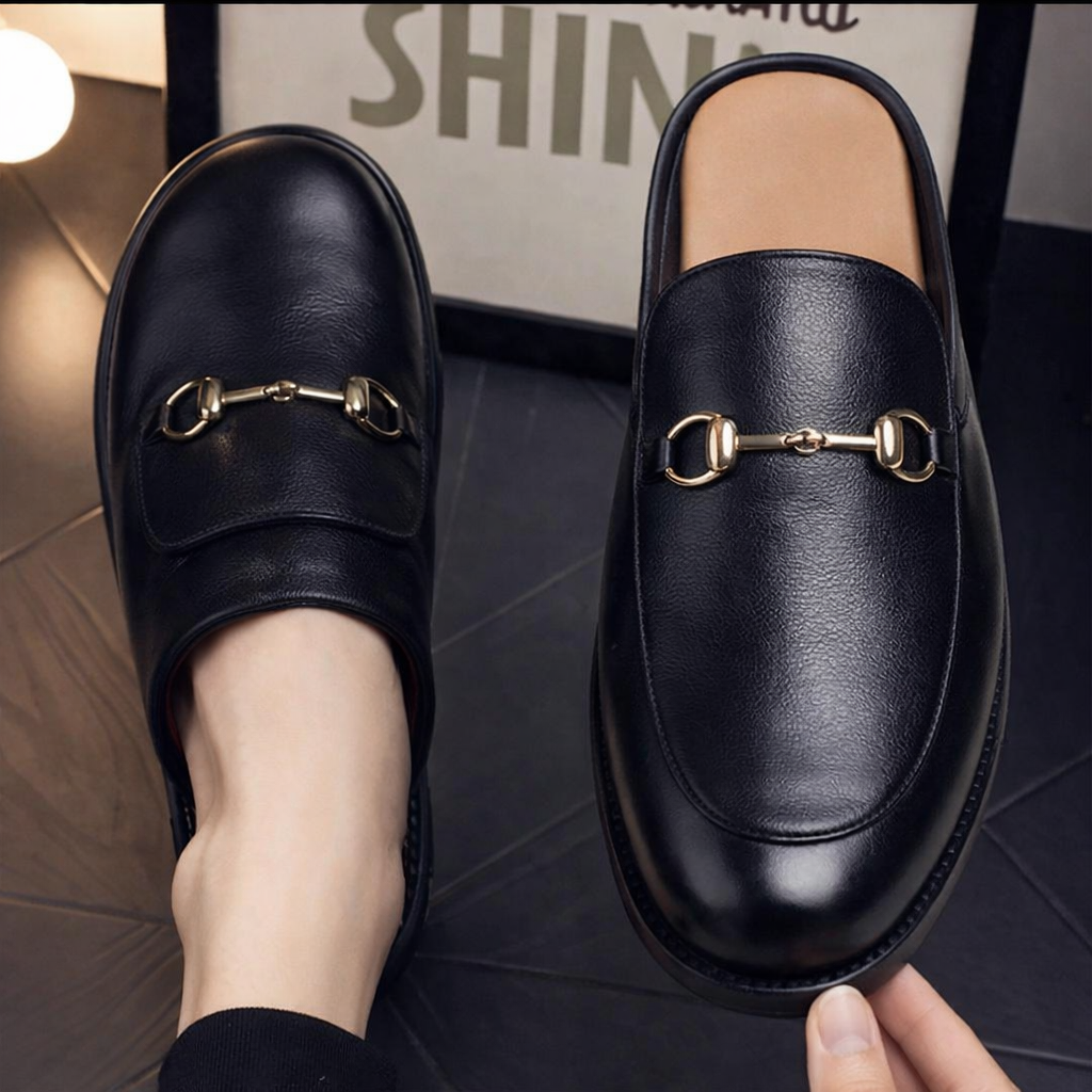 Men’s Leather Mule Shoes – Backless Slip-On Style