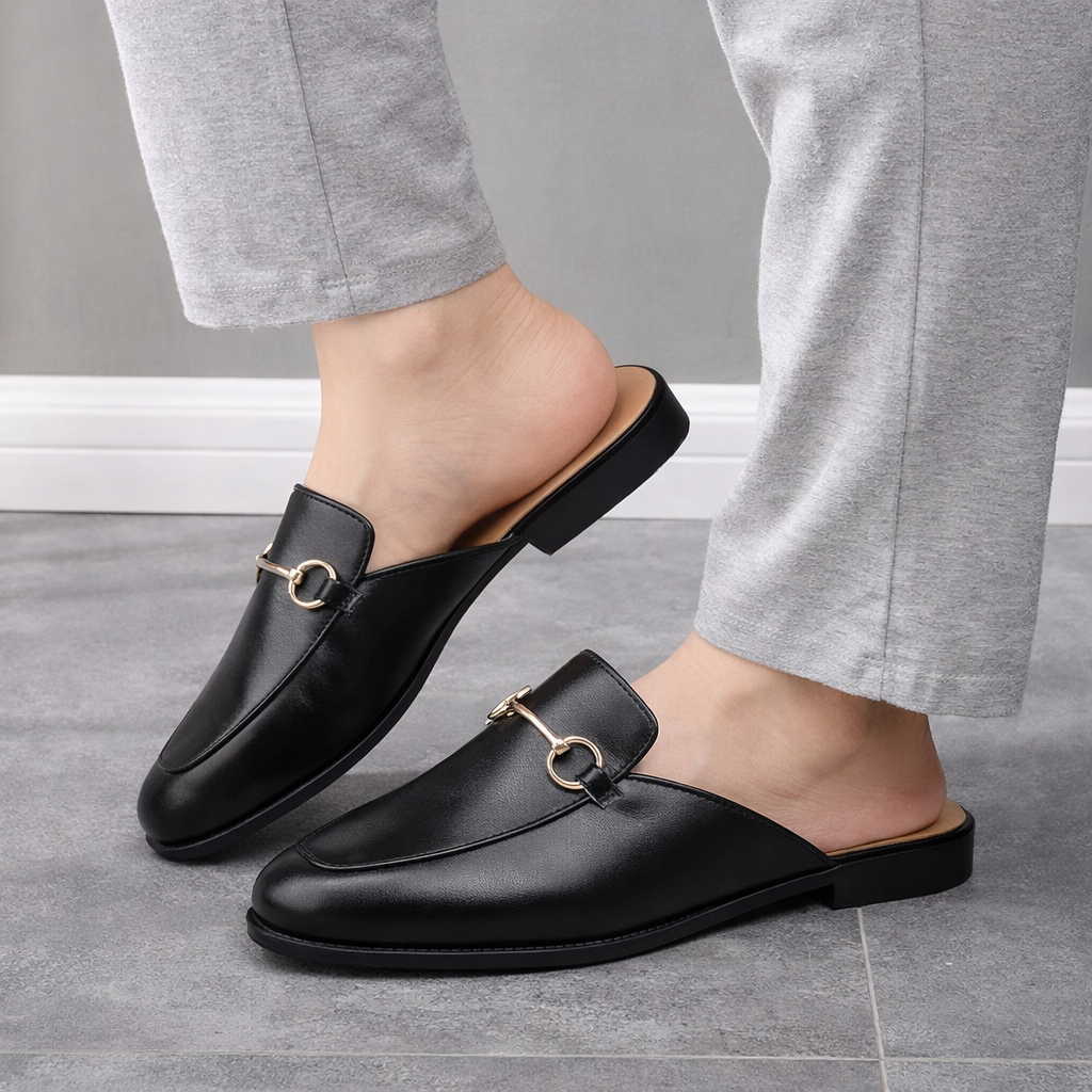 Men’s Leather Mule Shoes – Backless Slip-On Style