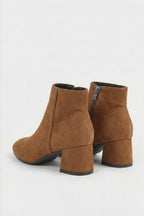 Women’s Suede Ankle Boots - Classic Block Heel with Side Zipper