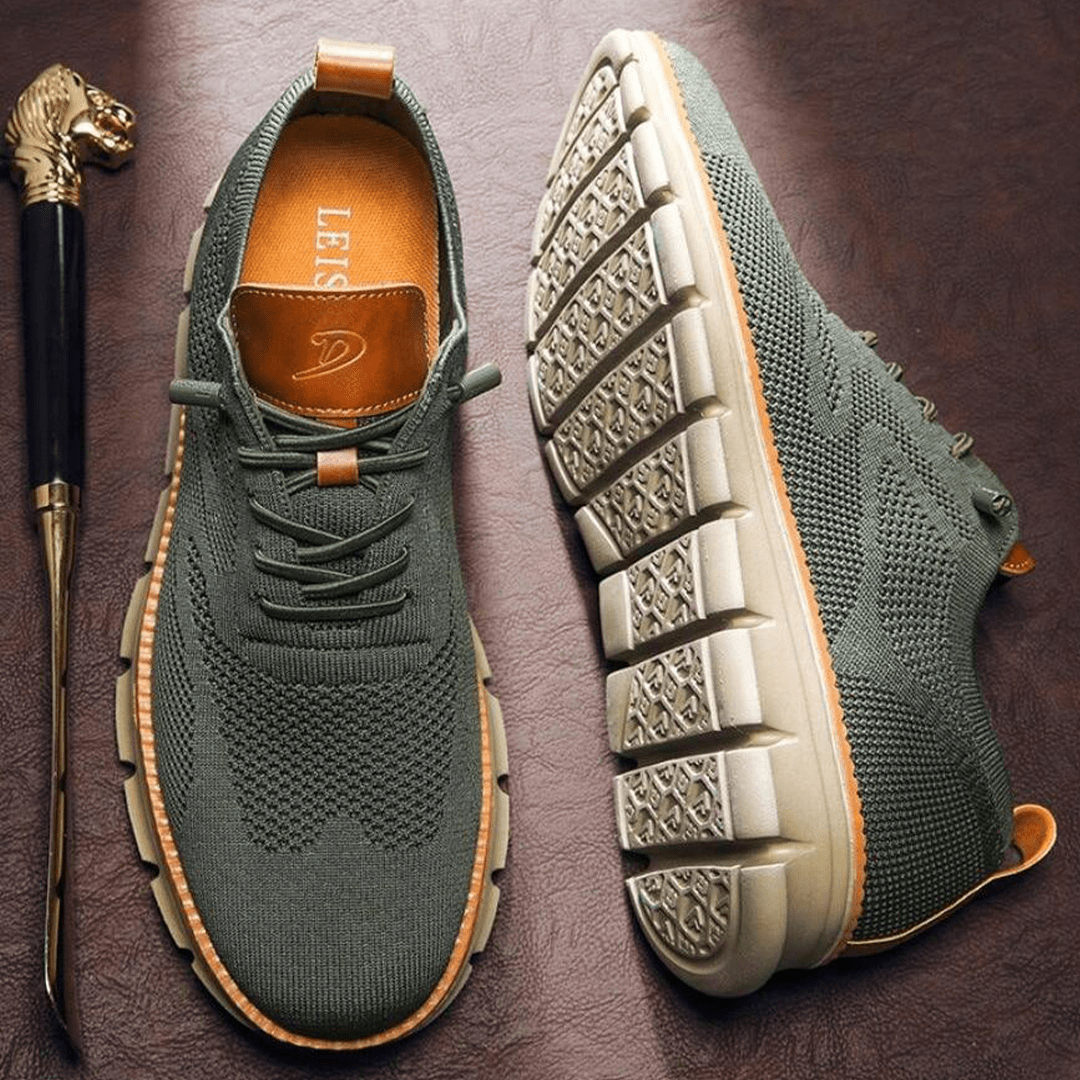 Men's Breathable Knit Casual Sneakers – Lightweight Lace-Up Comfort Trainers