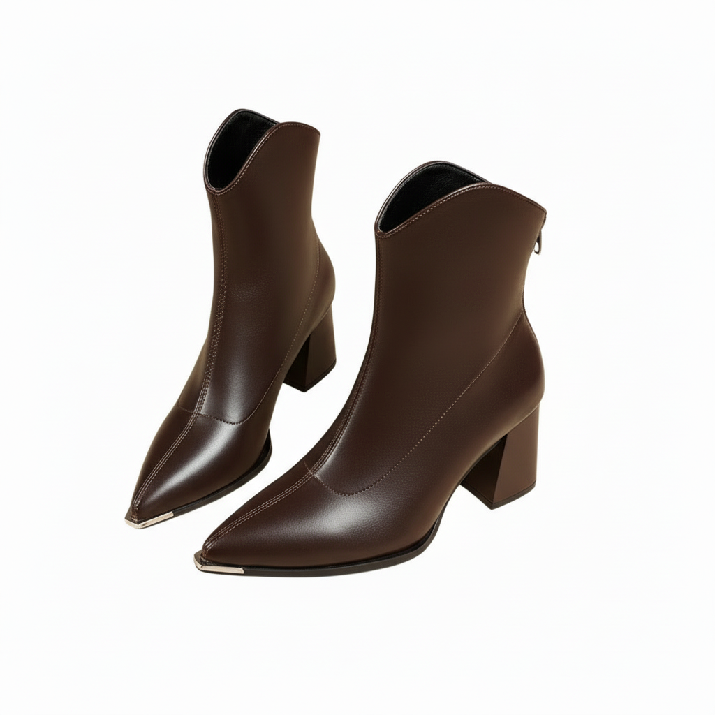 Womens Ankle Boots – leather with block heel Cara Ldn