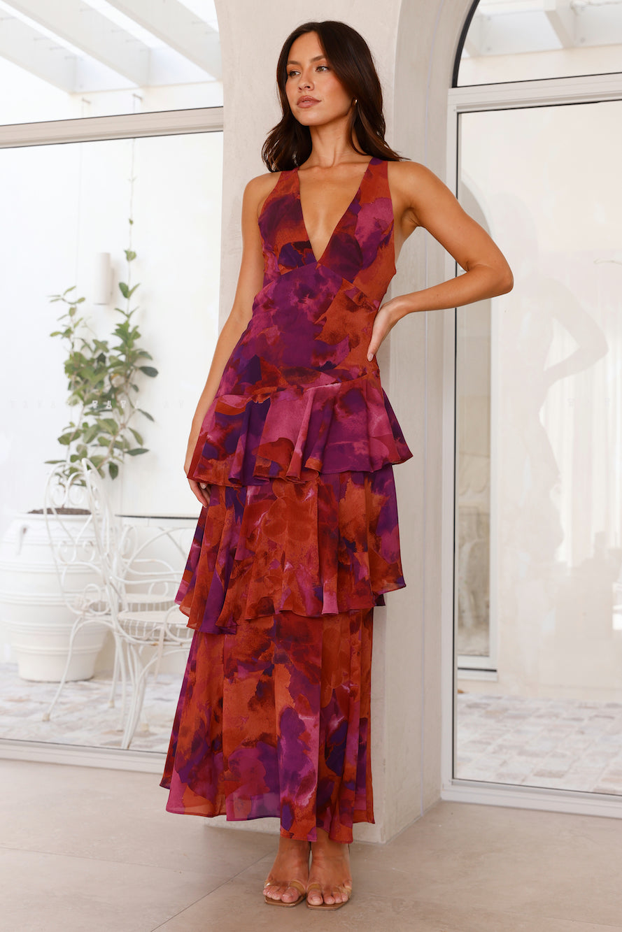Women's Floral Maxi Summer Dress – Sleeveless V-Neck Draped Style