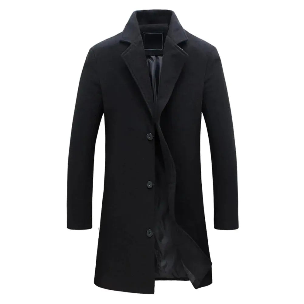 Men's Wool Overcoat - Camel Long Tailored Single-Breasted Winter Coat