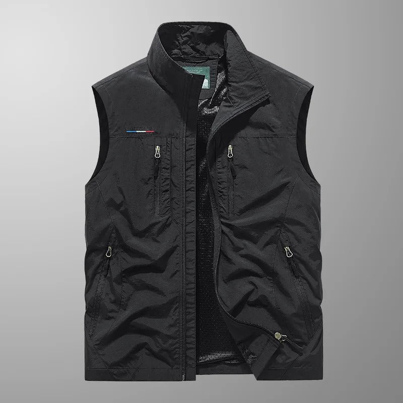 Men's Utility Cargo Vest, Multi-Pocket Sleeveless Outdoor Fishing Vest – Breathable Lightweight