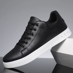 Men's Classic Leather Lace-Up Sneakers – Minimalist Low-Top Everyday Trainers