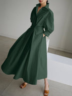 Women's Button-Front Shirt Dress – Collared Casual Design