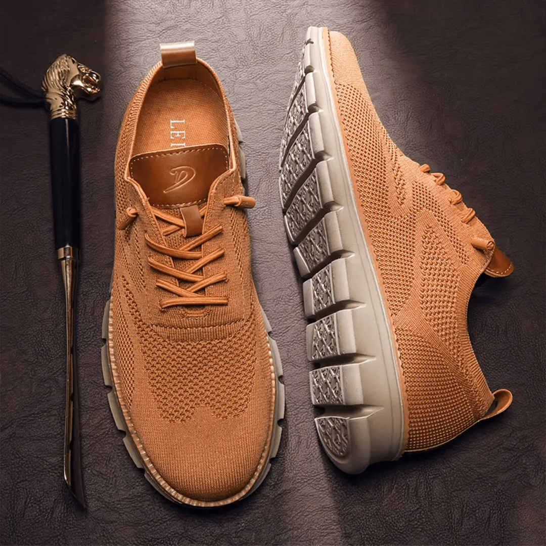 Men's Breathable Knit Casual Sneakers – Lightweight Lace-Up Comfort Trainers