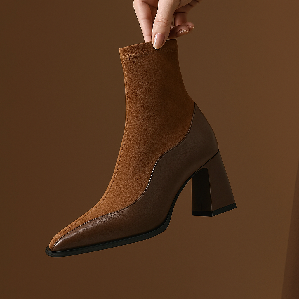 Women’s Vintage Leather Ankle Boots - Non Slip High Heel Dress Shoes