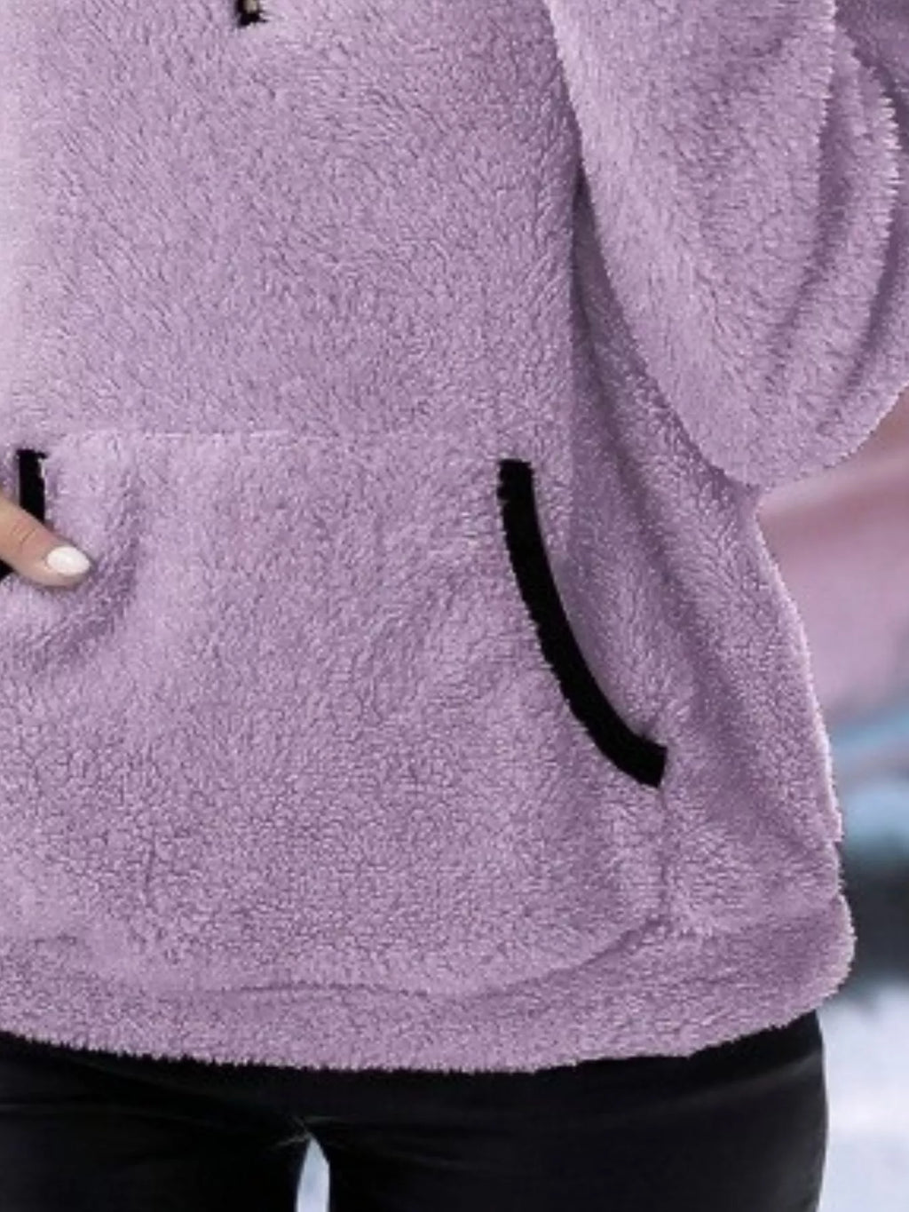 Women's Half-Zip Fleece Pullover, Teddy Sherpa Fleece Sweater – Kangaroo Pocket