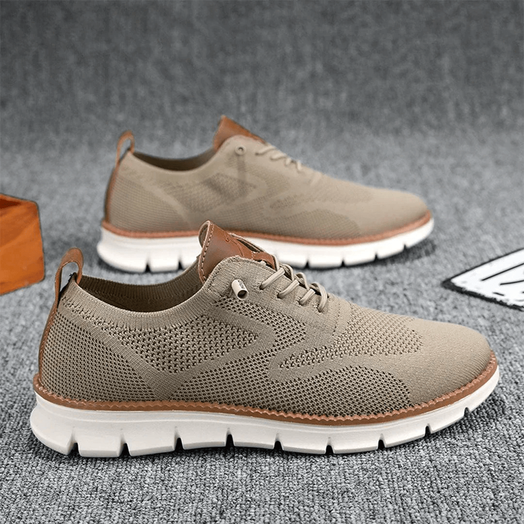 Men's Breathable Knit Casual Sneakers – Lightweight Lace-Up Comfort Trainers