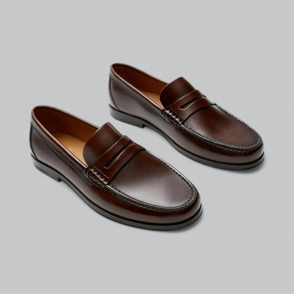 Men’s Genuine Leather Penny Loafers – Classic Style, Timeless Comfort