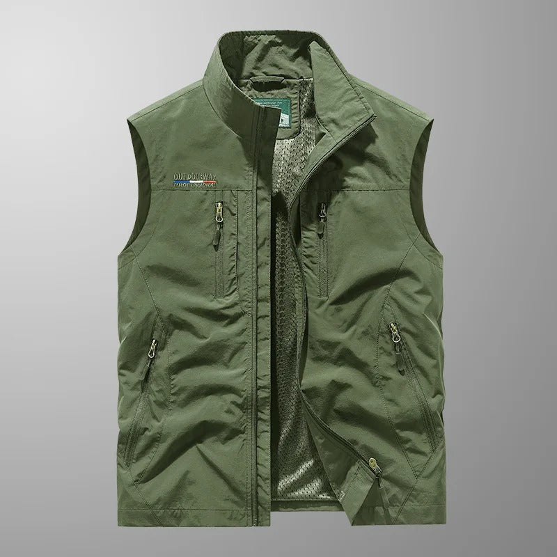 Men's Utility Cargo Vest, Multi-Pocket Sleeveless Outdoor Fishing Vest – Breathable Lightweight