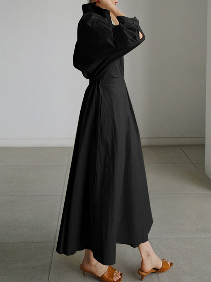 Women's Button-Front Shirt Dress – Collared Casual Design