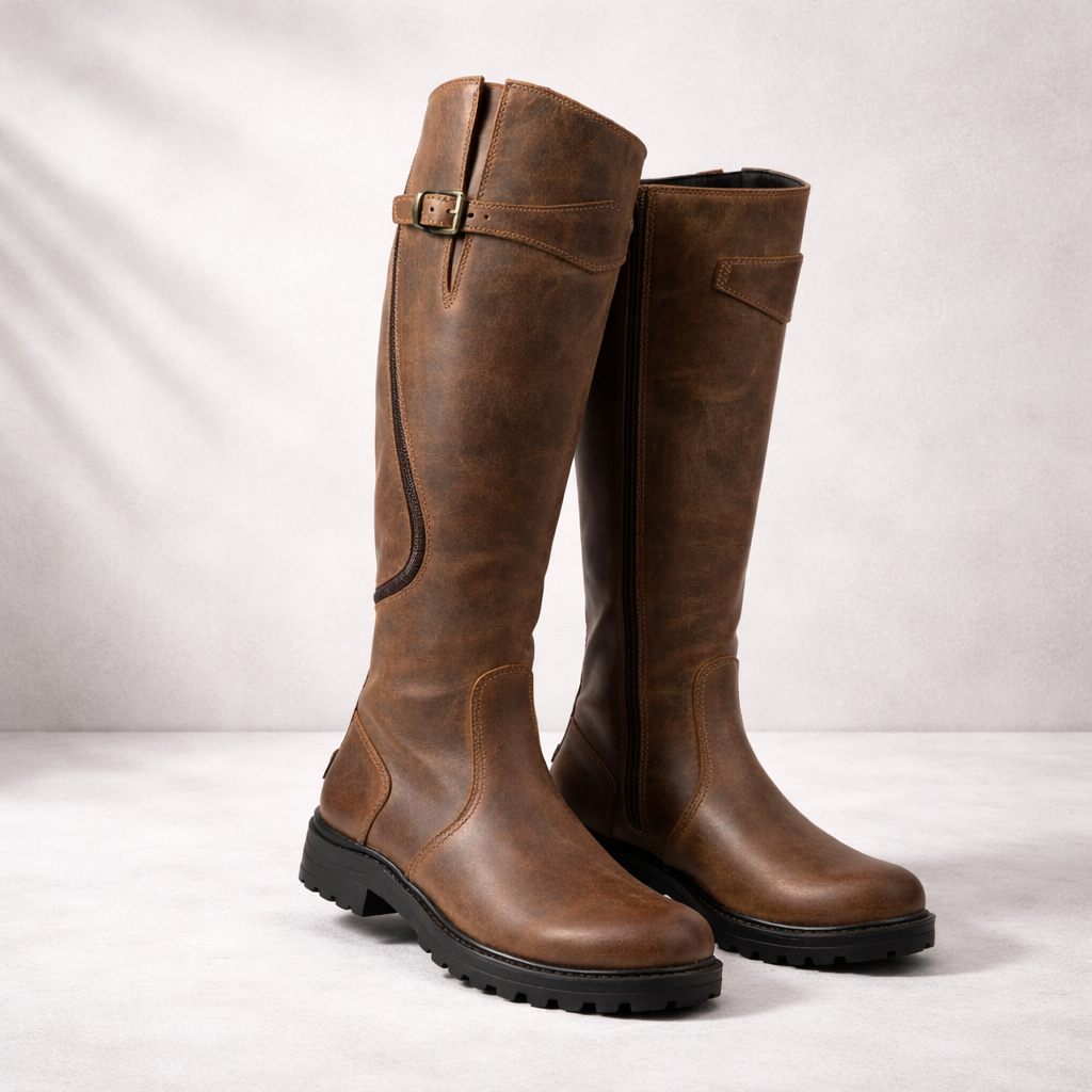 Bottes de équitation en cuir imperméables pour femmes