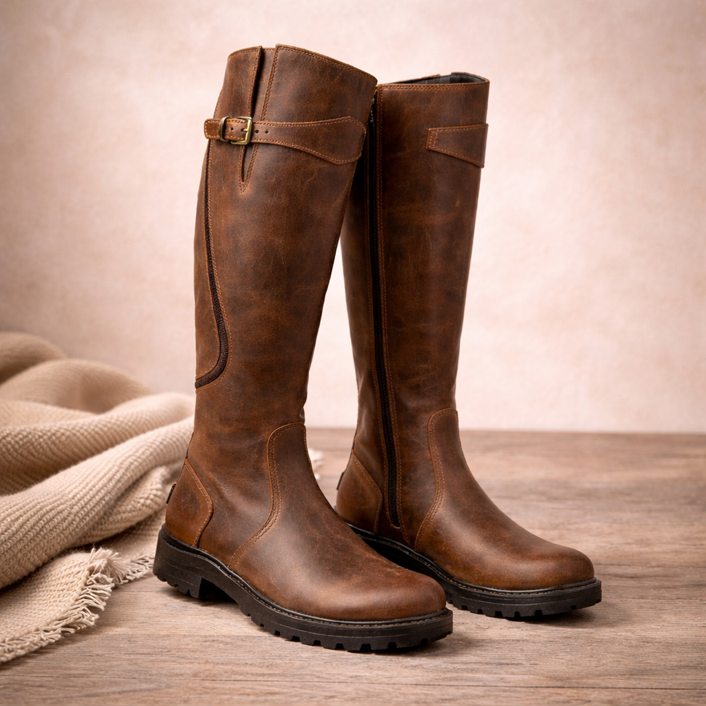 Bottes de équitation en cuir imperméables pour femmes