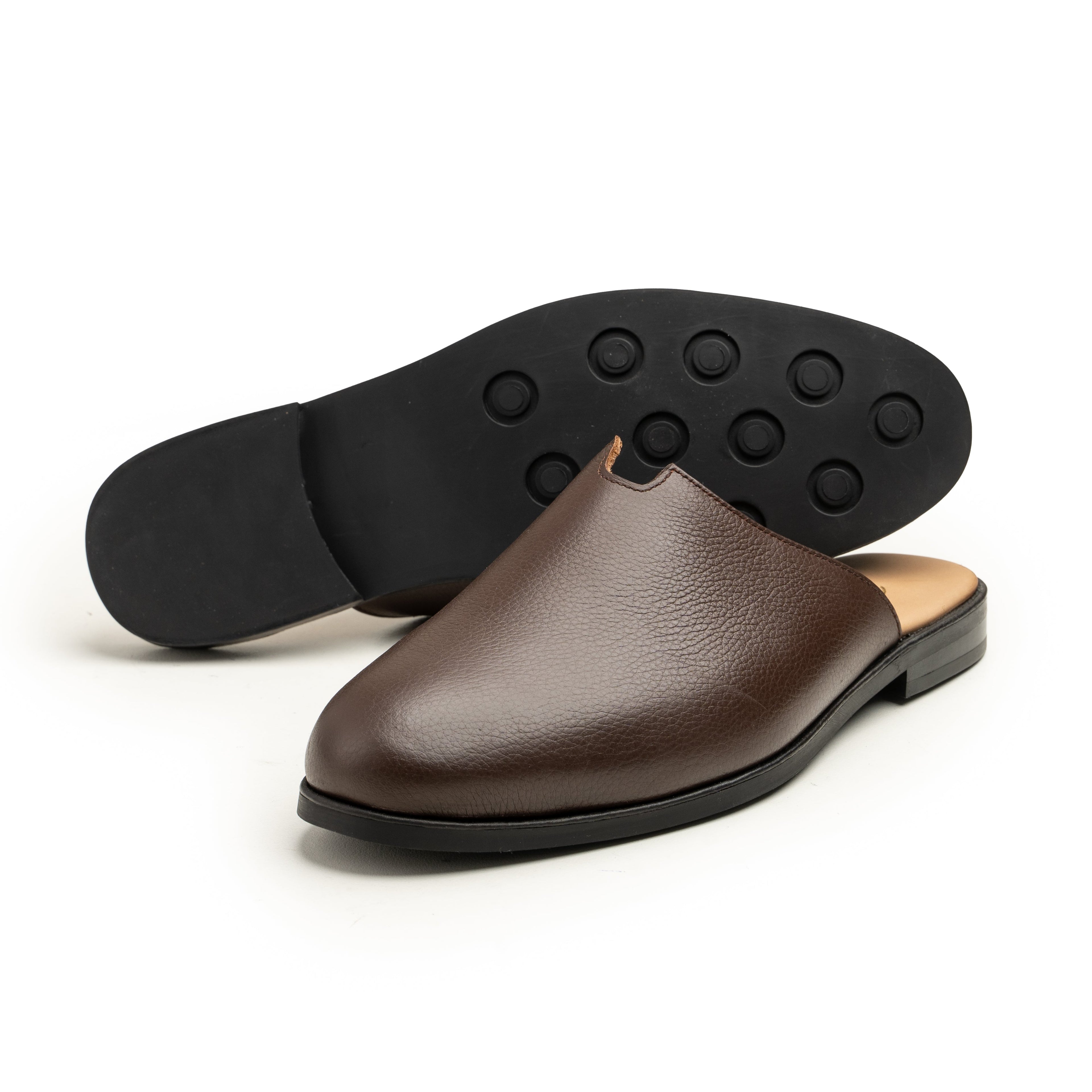 Men’s Leather Mule Shoes – Handmade Italian Leather Slip-On with Buckle