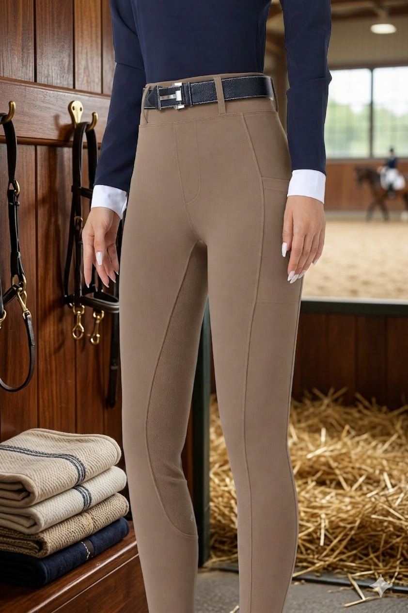 Women’s Horse Riding Leggings - Stretchy Equestrian Trousers with belt loops