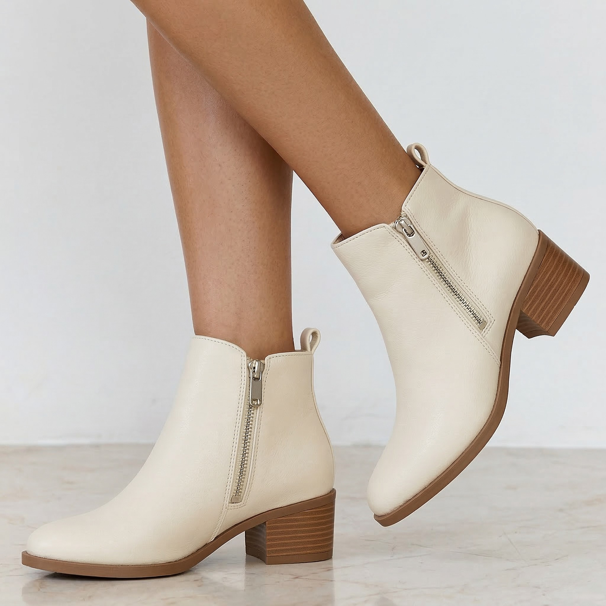 Bottes à hauteur de cheville pour femmes avec fermeture éclair latérale