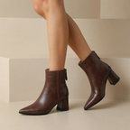 Bottines pour femmes – cuir avec talon bloc