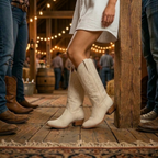 Bottes de cowboy pour femmes - motif en daim avec talon bloc