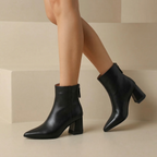 Bottines pour femmes – cuir avec talon bloc