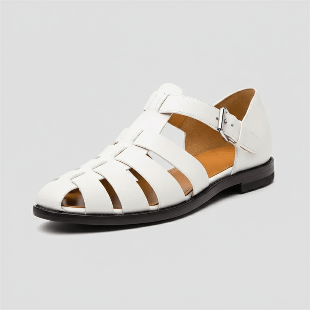 Men's Closed Toe Fisherman Sandals - Leather Buckle Strap Summer Shoes