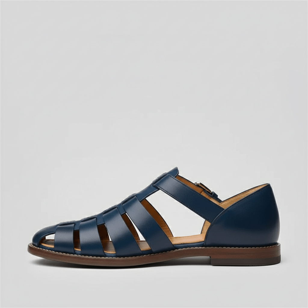 Men's Closed Toe Fisherman Sandals - Leather Buckle Strap Summer Shoes