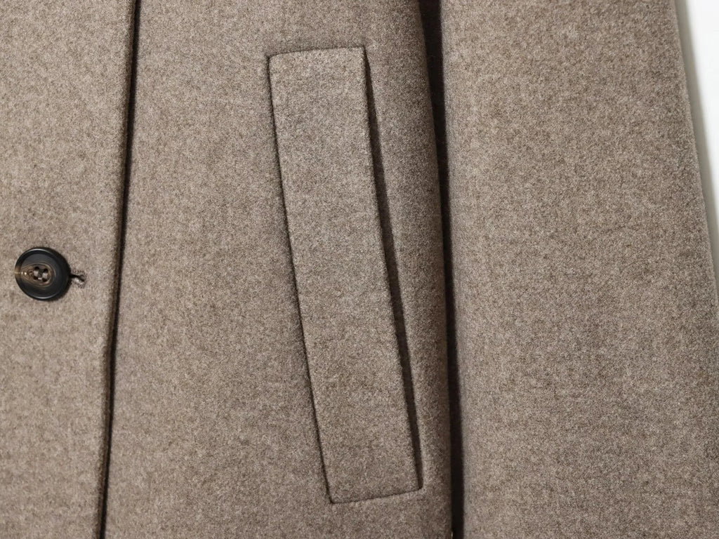 Women's Wool Blend Cropped Jacket, High Fold-Over Collar Short Winter Jacket
