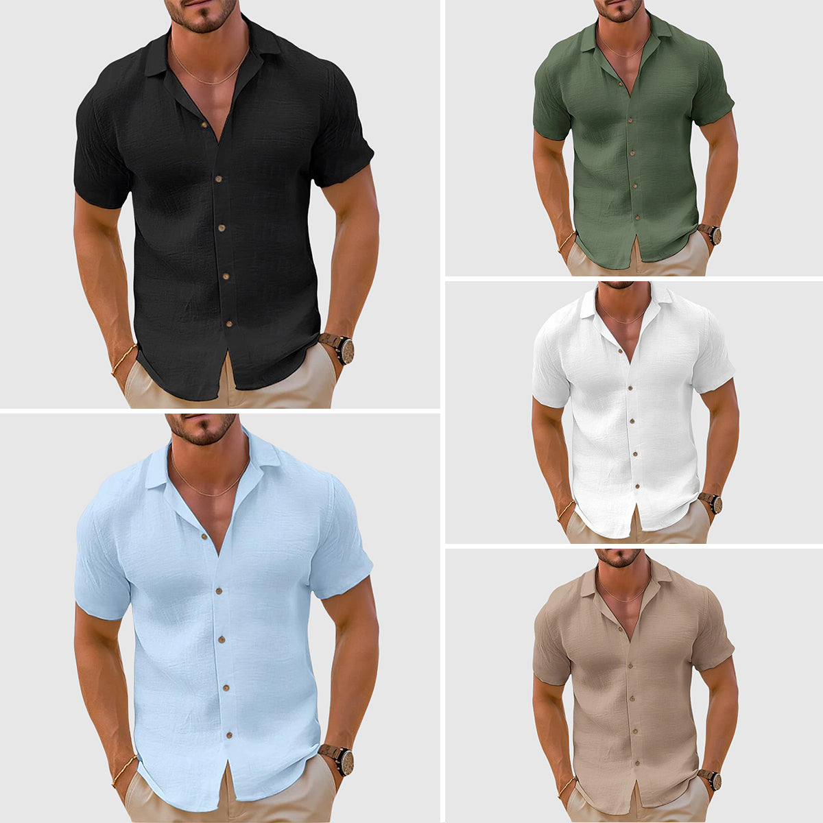 Men's Casual Button-Up Shirt – Short Sleeve Everyday Wear