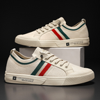 Men's Breathable Knit Lace-Up Trainers – Casual Lightweight Stripe Sneakers