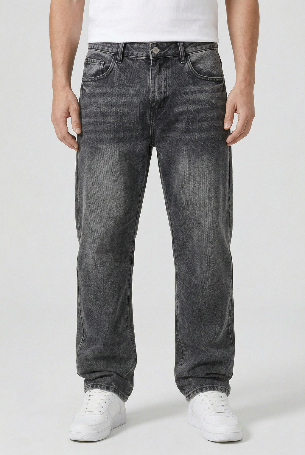 Men's Straight Leg Jeans - Grey Washed Denim