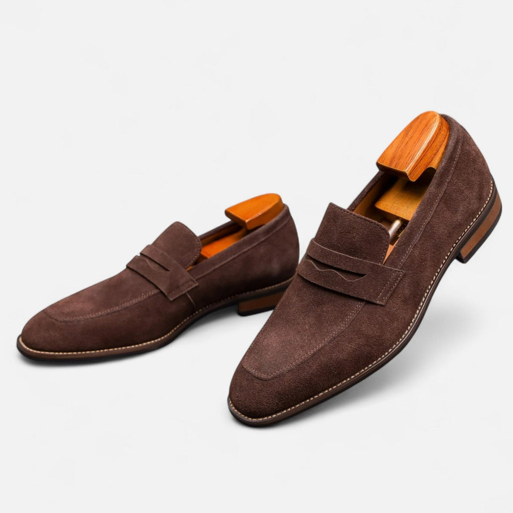 Men's Luxury Suede Loafers - Cowhide Penny Design Shoes
