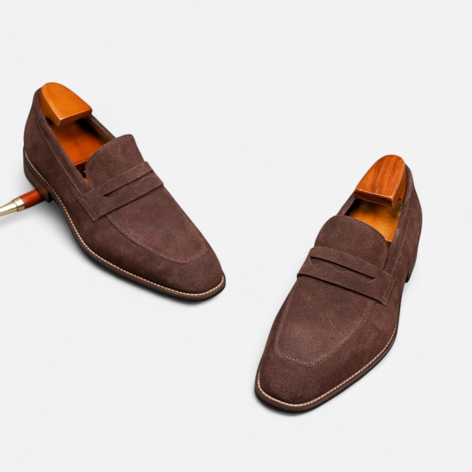 Men's Luxury Suede Loafers - Cowhide Penny Design Shoes