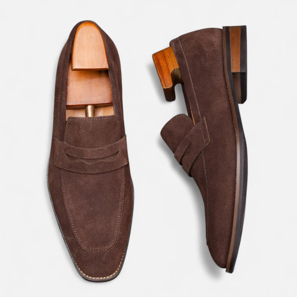 Men's Luxury Suede Loafers - Cowhide Penny Design Shoes