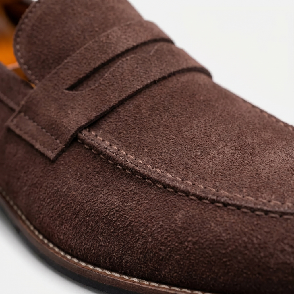 Men's Luxury Suede Loafers - Cowhide Penny Design Shoes
