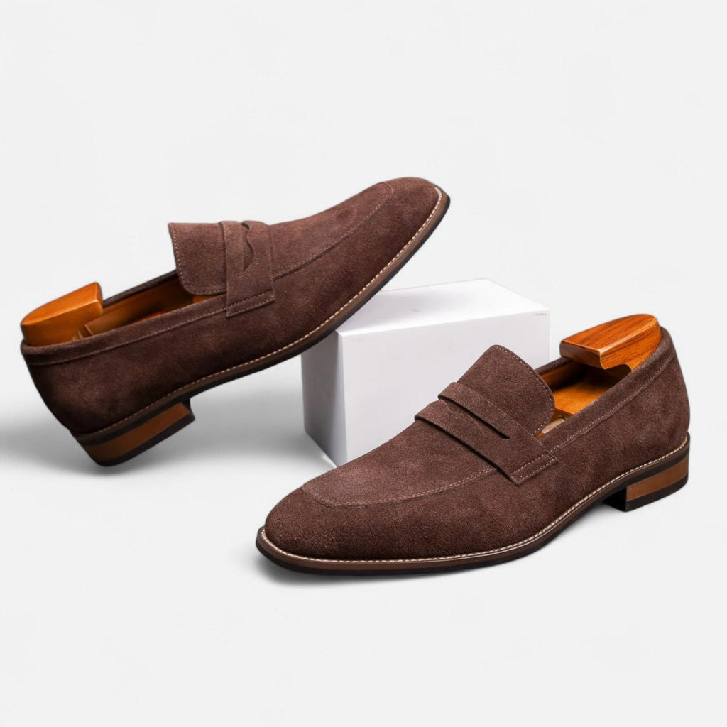Men's Luxury Suede Loafers - Cowhide Penny Design Shoes