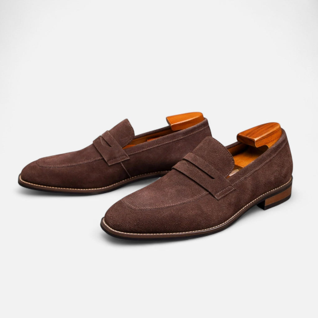 Men's Luxury Suede Loafers - Cowhide Penny Design Shoes
