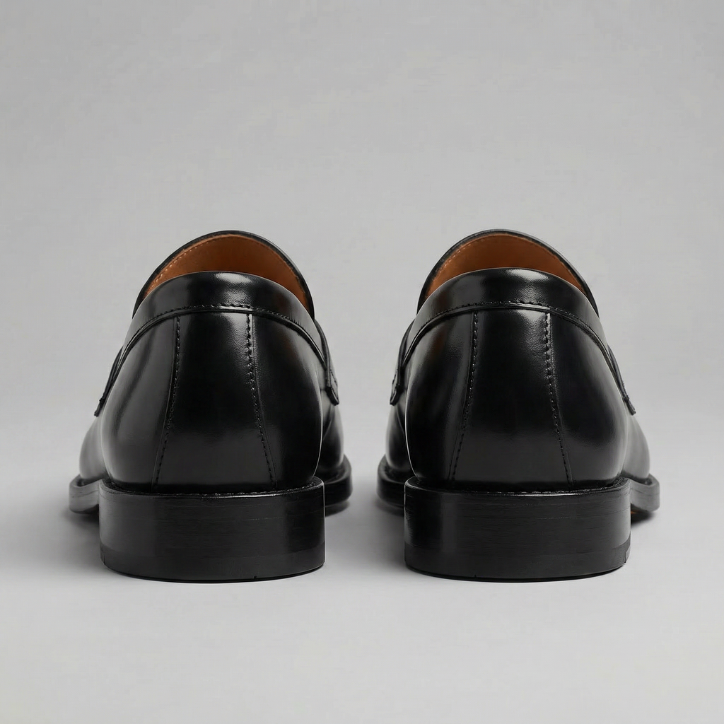 Men's Leather Penny Loafers - Slip-on Style and Flexible Rubber Sole