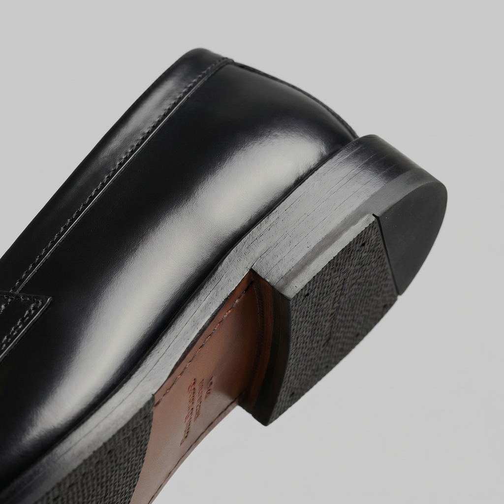Men's Leather Penny Loafers - Slip-on Style and Flexible Rubber Sole