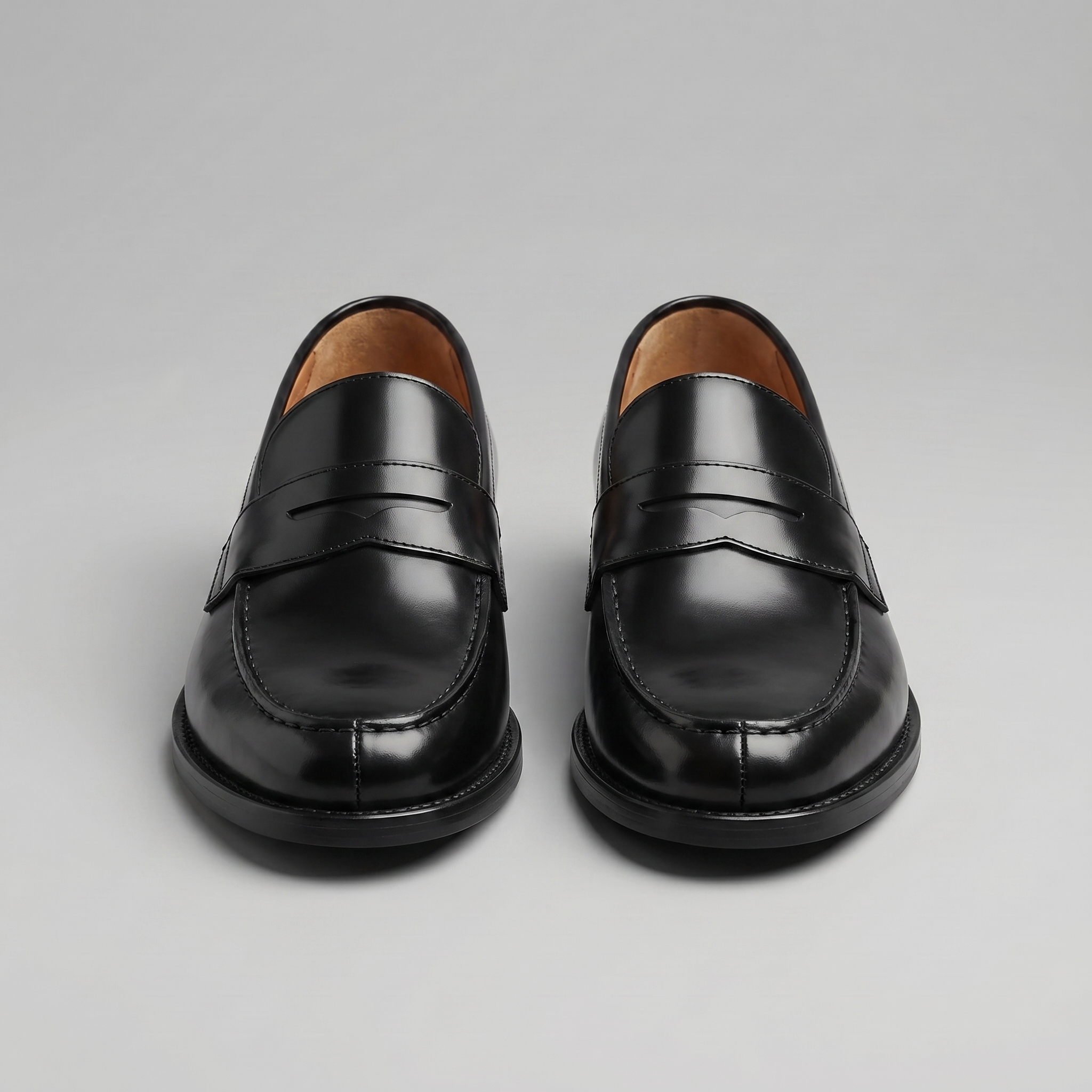 Men's Leather Penny Loafers - Slip-on Style and Flexible Rubber Sole