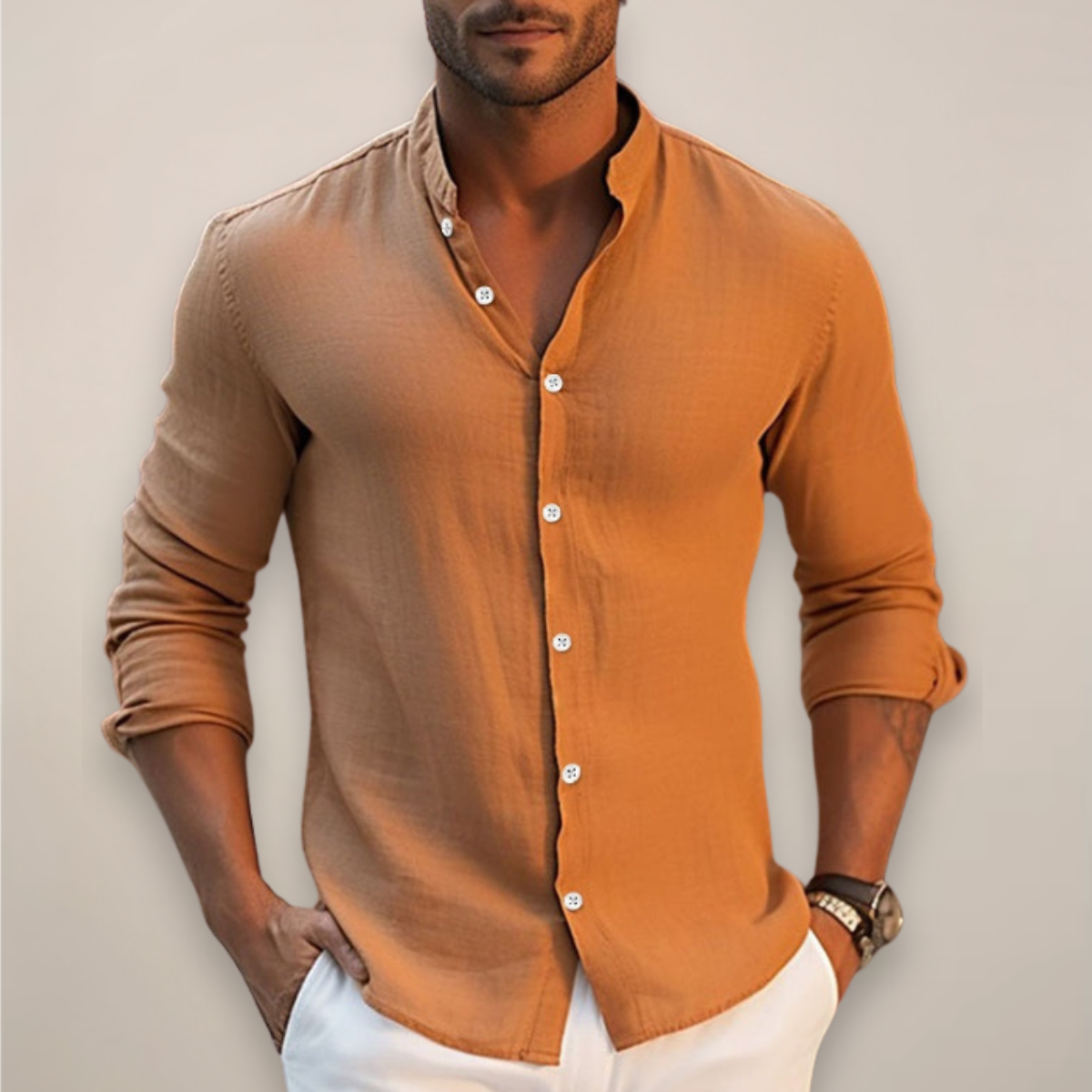 Men's Linen Short Sleeve Button-Up Shirt – Casual Summer Style