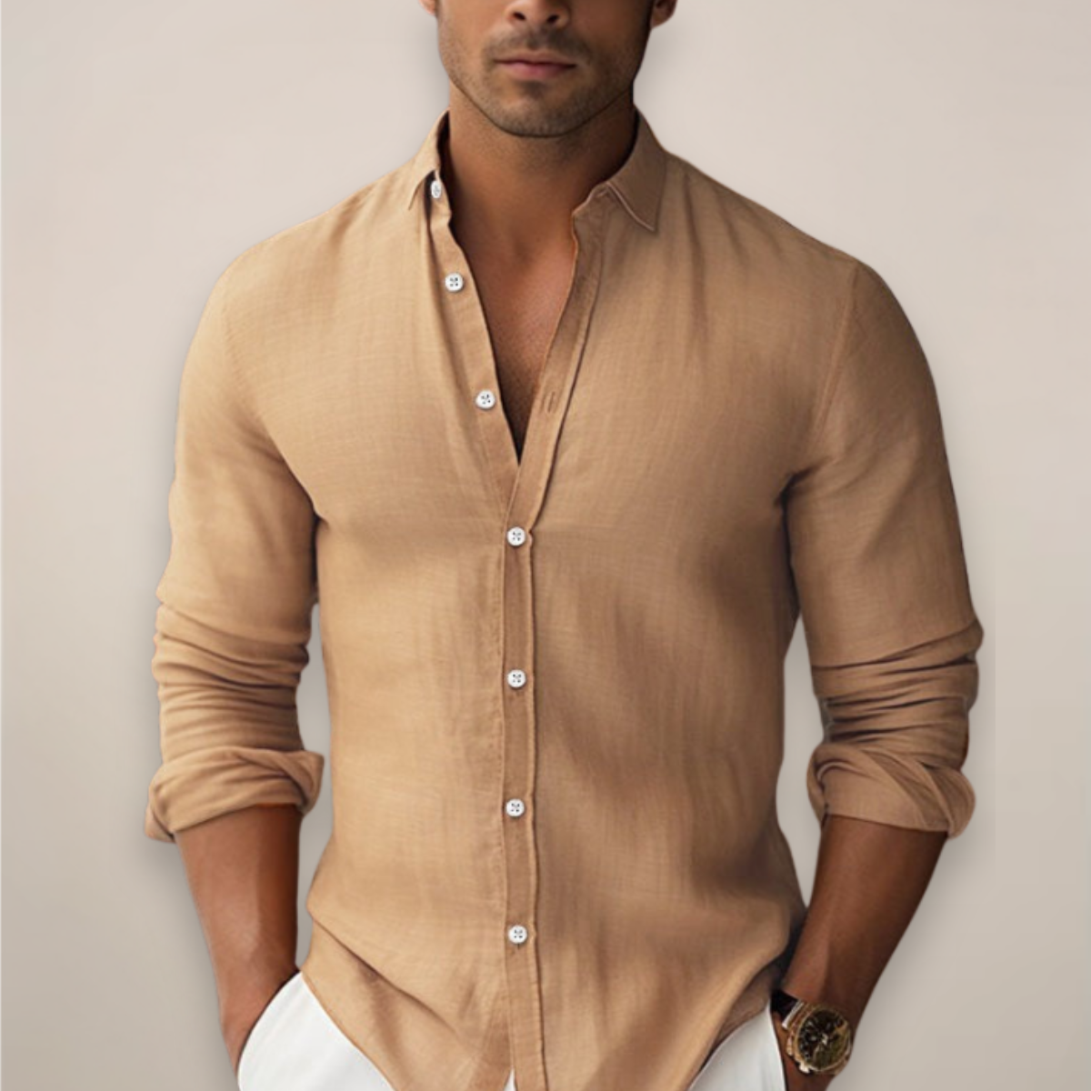 Men's Linen Short Sleeve Button-Up Shirt – Casual Summer Style